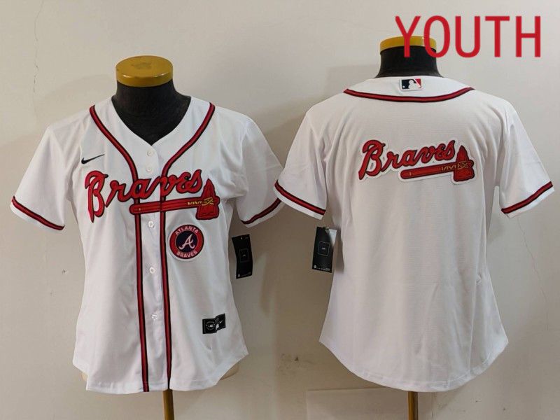 Youth Atlanta Braves Blank White Game 2024 Nike MLB Jersey style 4